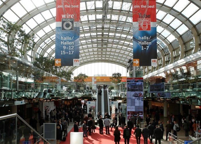 Duesseldorf, DEU. 07.04.2014. 2.500 Aussteller auf 108.000 Quadratmetern in 15 Messehallen: wire 2014 und Tube 2014 zeigen vom 7. bis 11. April geballte Technologiepower auf dem Duesseldorfer Messegelaende. | 2.500 exhibitors on 108.000 square metres an 15 exhibition halls: wire 2014 and Tube 2014 present their latest innovations at Duesseldorf fairgrounds. Foto: Constanze Tillmann, Exploitation right Messe Duesseldorf, M e s s e p l a t z, D-40474 D u e s s e l d o r f, www.messe-duesseldorf.de; eine h o n o r a r f r e i e  Nutzung des Bildes ist nur fuer journalistische Berichterstattung, bei vollstaendiger Namensnennung des Urhebers gem. Par. 13 UrhG (Foto: Messe Duesseldorf / ctillmann) und Beleg moeglich; Verwendung ausserhalb journalistischer Zwecke nur nach schriftlicher Vereinbarung mit dem Urheber; soweit nicht ausdruecklich vermerkt werden keine Persoenlichkeits-, Eigentums-, Kunst- oder Markenrechte eingeraeumt. Die Einholung dieser Rechte obliegt dem Nutzer; Jede Weitergabe des Bildes an Dritte ohne  Genehmigung ist untersagt | Any usage and publication only for editorial use, commercial use and advertising only after agreement; unless otherwise stated: no Model release, property release or other third party rights available; royalty free only with mandatory credit: photo by Messe Duesseldorf]